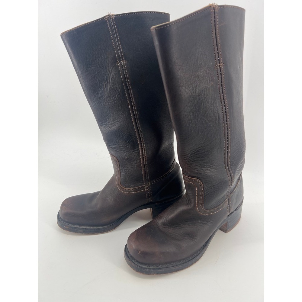 Frye Campus 14L Dark Brown Leather Tall Pull On Boots Square Toe 77050-6 US 7